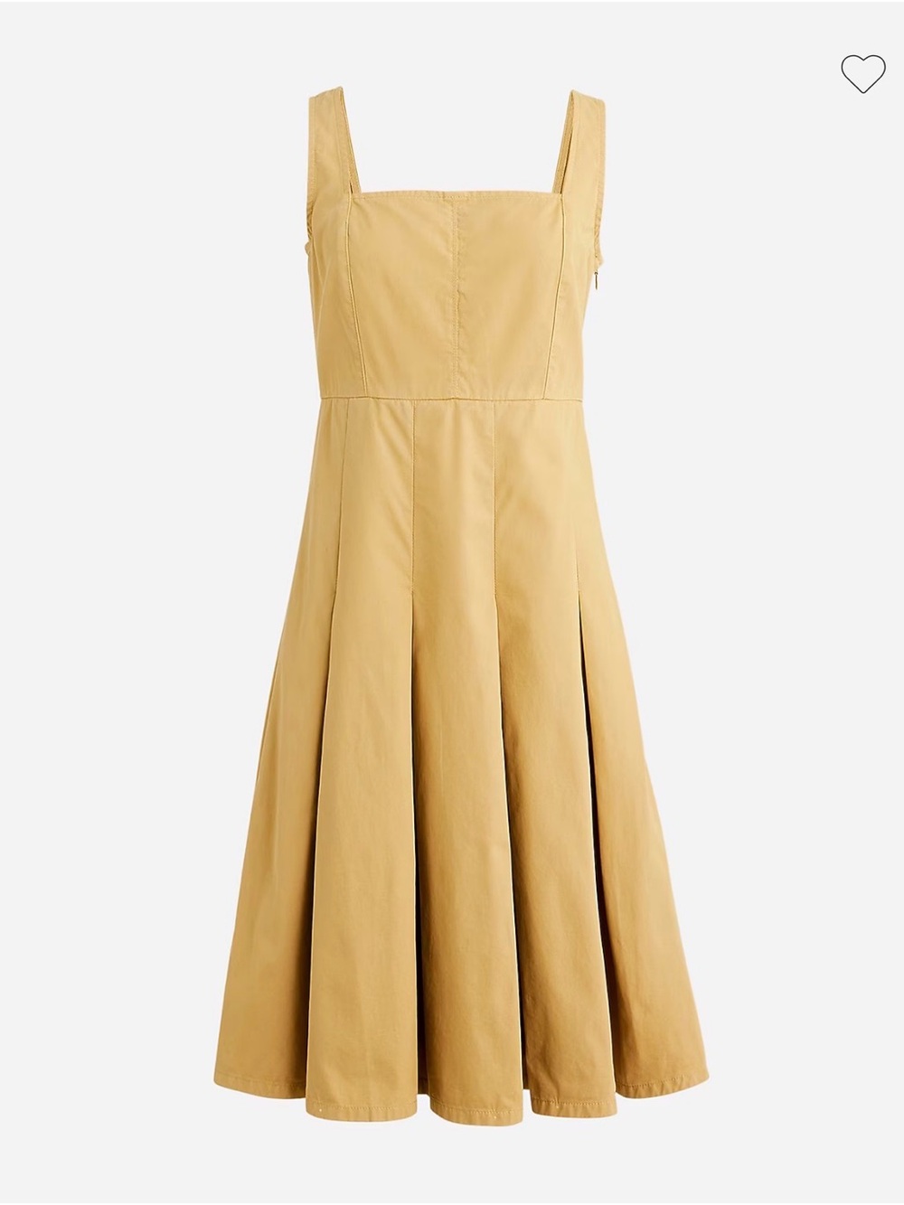 J. Crew Sleeveless Square-Neck Midi Dress in Mustard Yellow